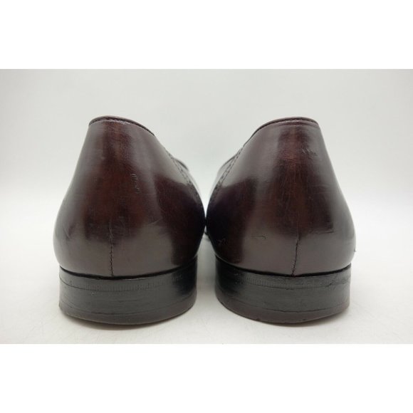 Salvatore Ferragamo Burgundy Leather Slip On Tassel Loafers Shoes Men\'s 9 D